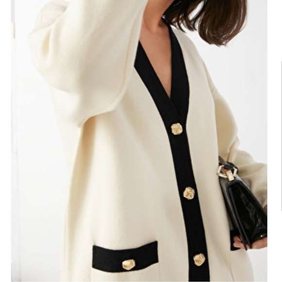 & Other Stories Oversized Gold button Cardigan Size M - Picture 12 of 14